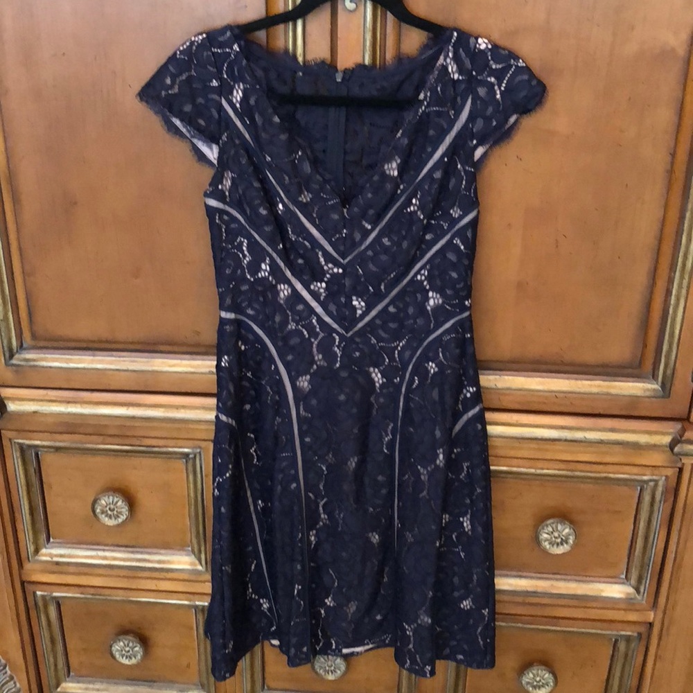 Adrianna papell blue navy lace dress